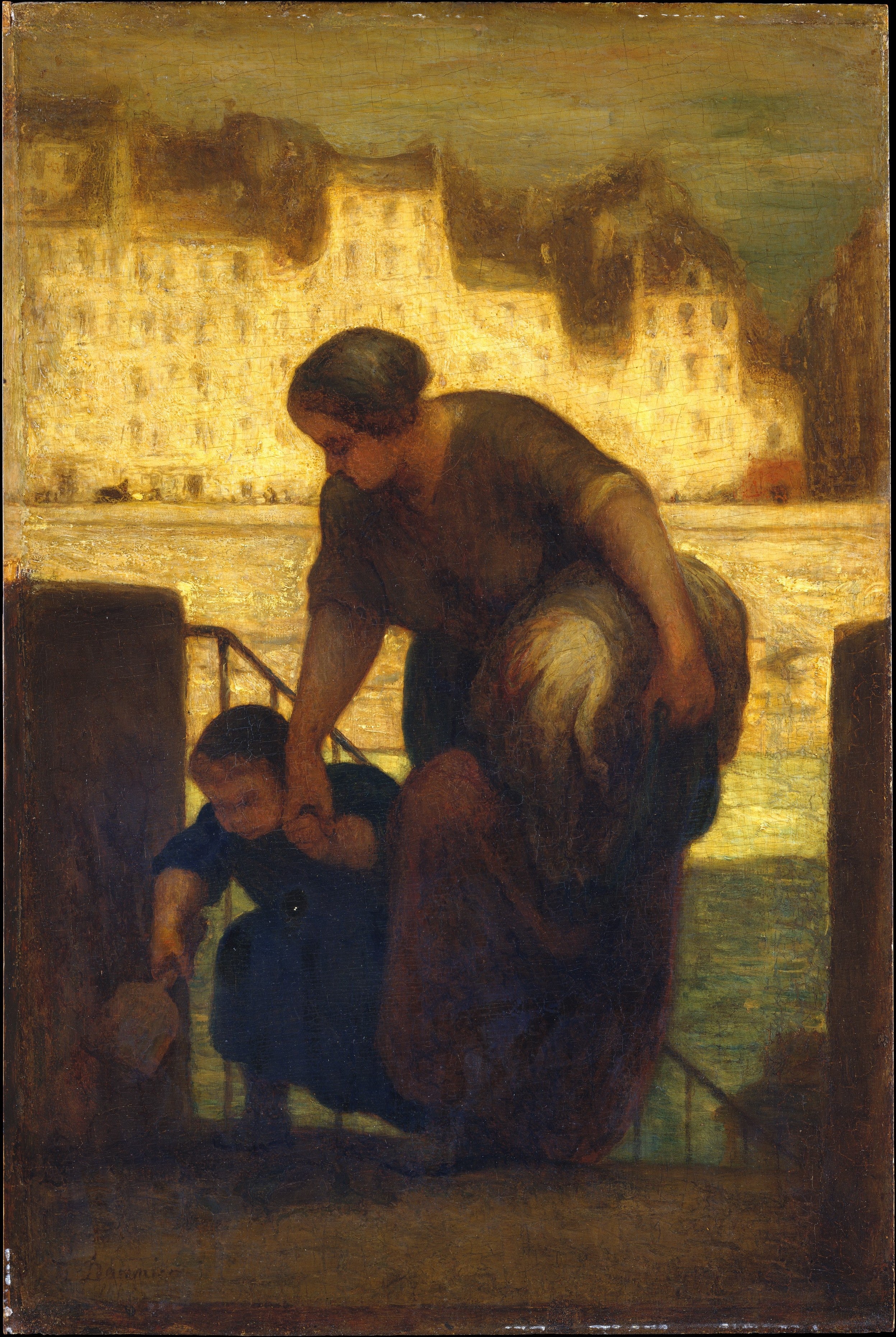Sortie du bateau à lessive - Honoré Daumier