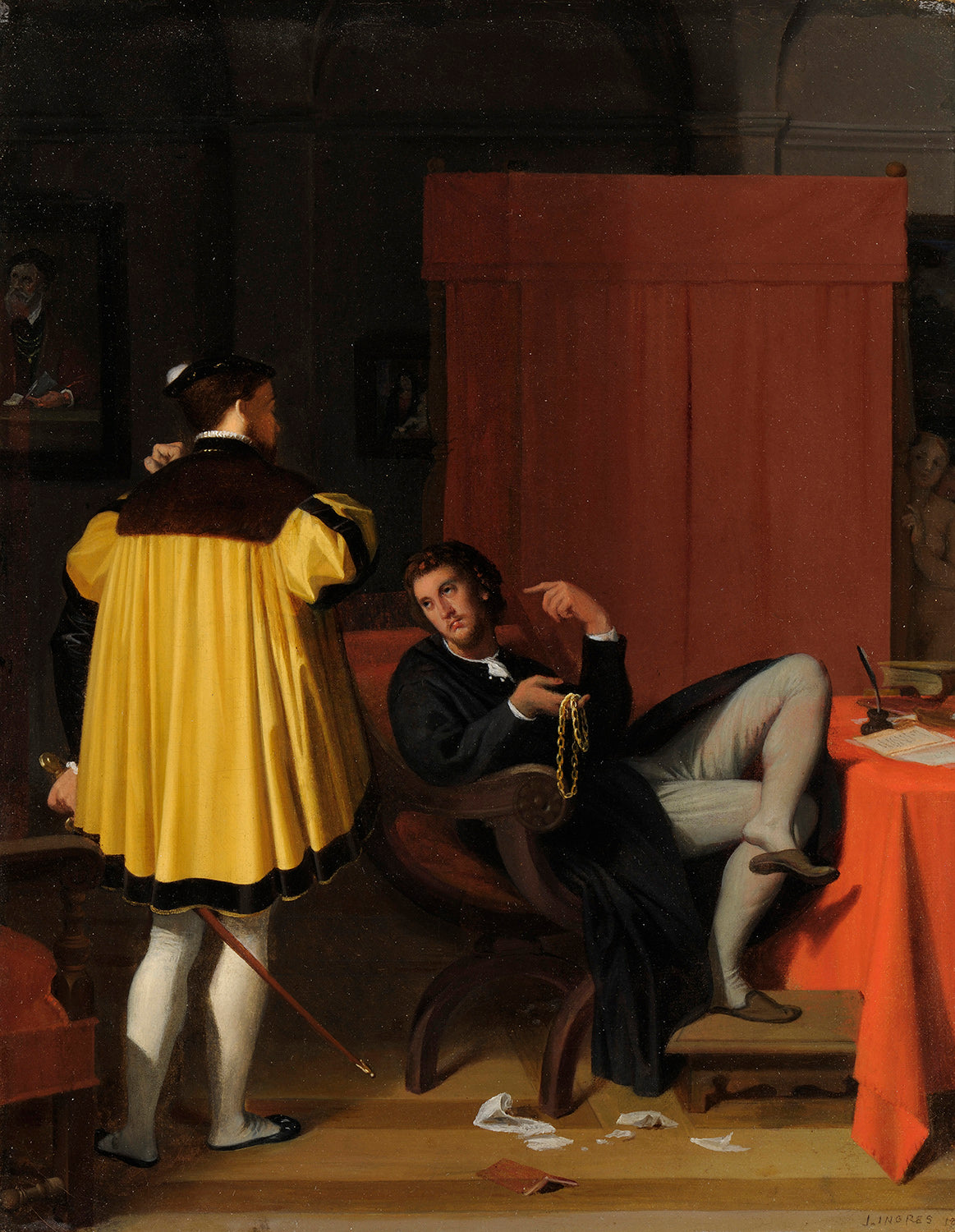 L'Arétin och Charles Quint's sändebud - Jean-Auguste-Dominique Ingres
