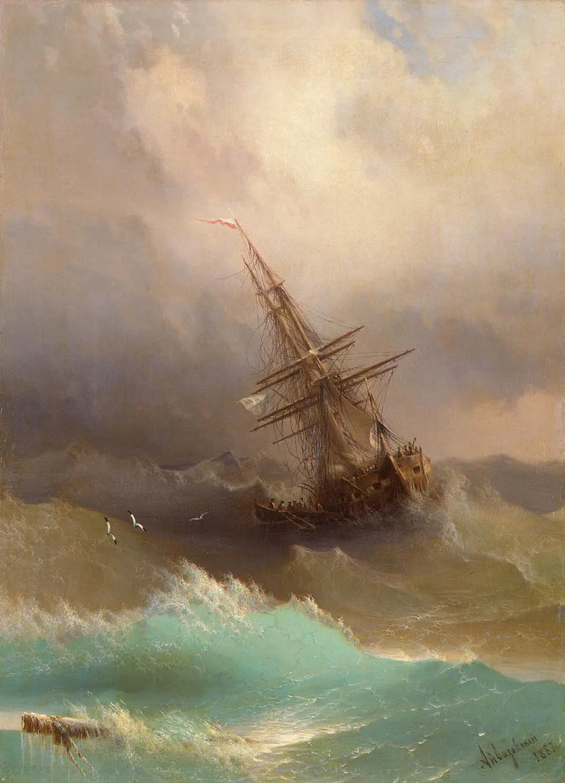 Fartyg mitt i det stormiga havet - Ivan Aïvazovski