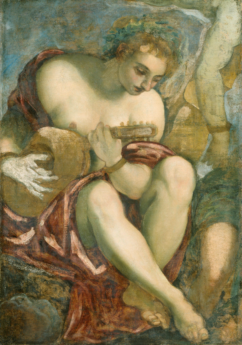 Muse som spelar lutan - Jacopo Tintoretto