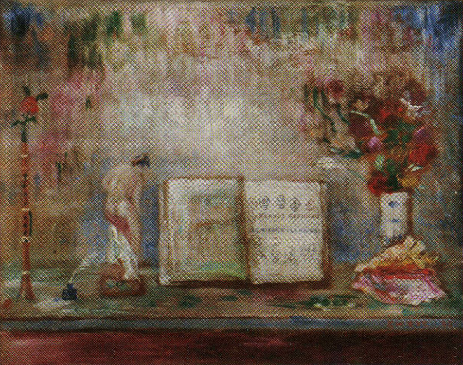 Still Life with Book by Claude Bernières - James Ensor