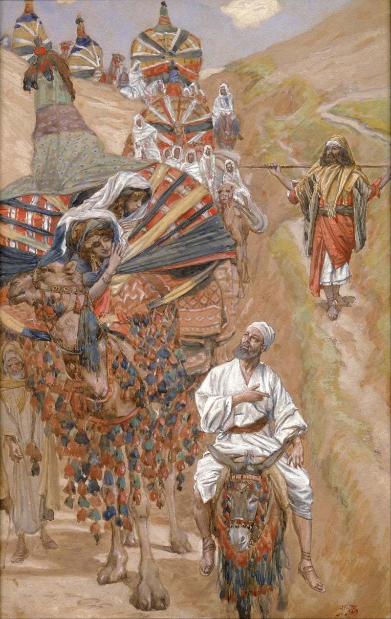 Rebecca möter Isaac på vägen - James Tissot