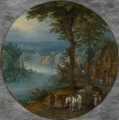 Auberge au bord de la route le long de la rivière - Jan Brueghel l'Ancien