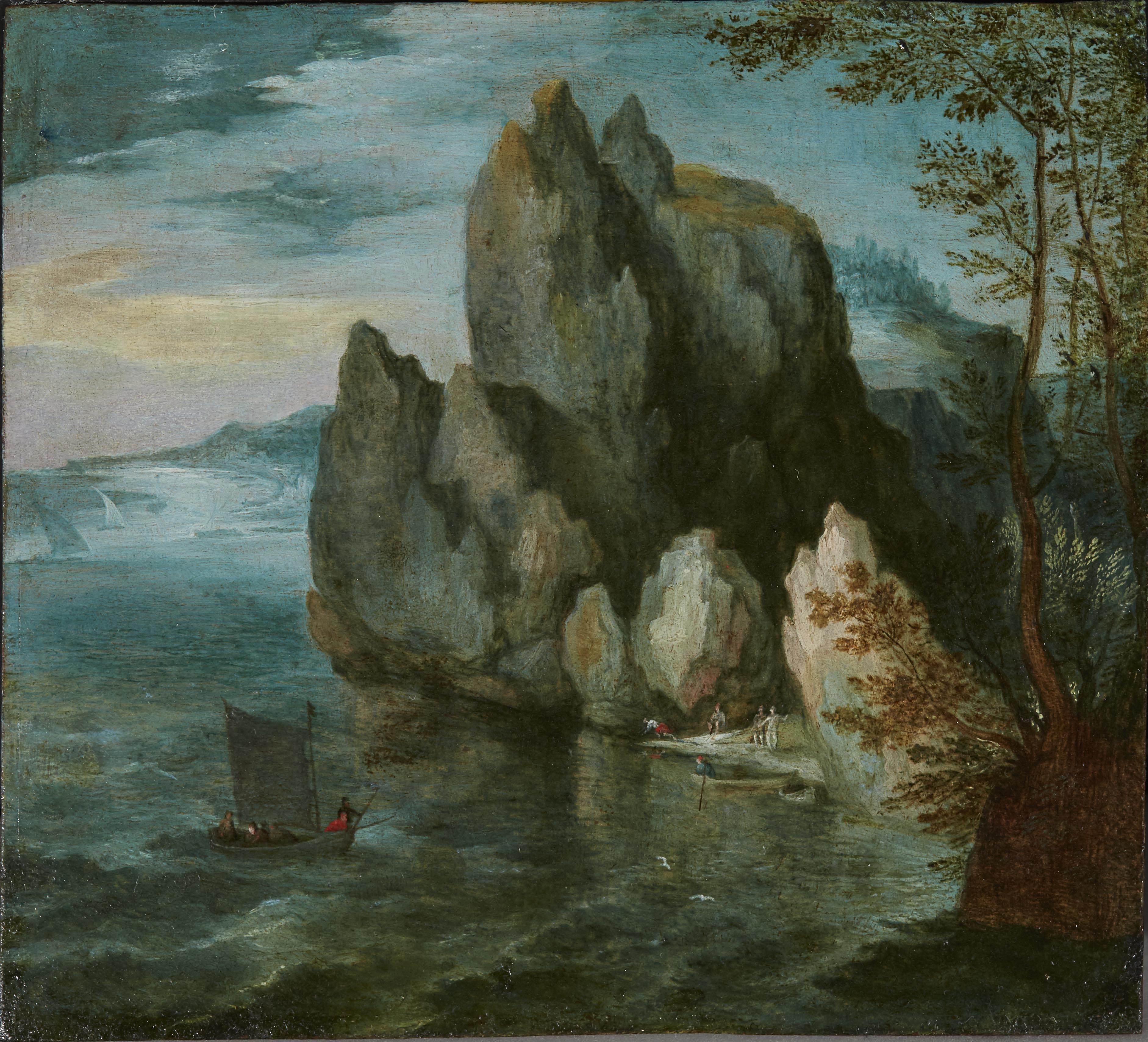 Paysage marin avec une haute falaise - Jan Brueghel l'Ancien