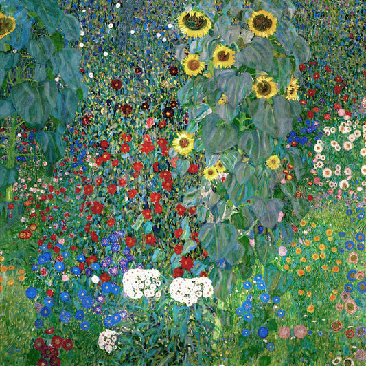 🌻✨ Landskapsträdgård med solrosor – Gustav Klimt (cirka 1905–1907)