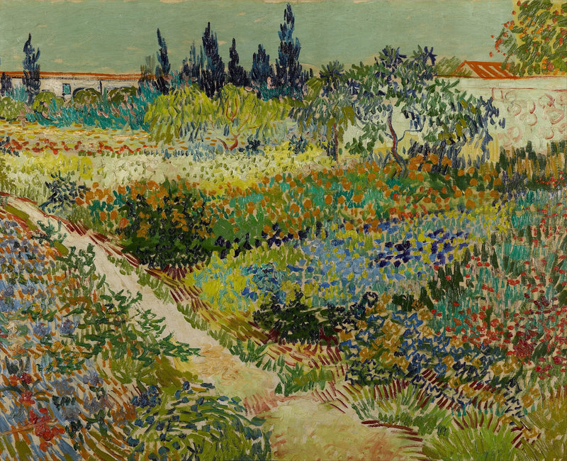 Blomstrande trädgård med gångväg - Vincent van Gogh