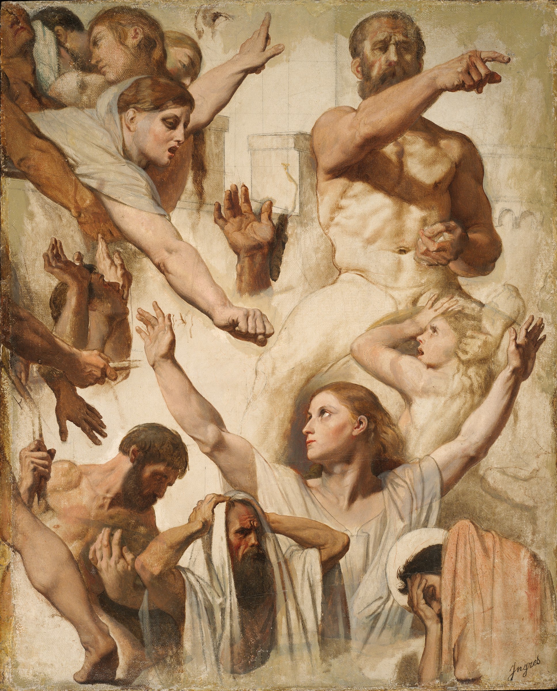 Studier för Martyrdomen av helige Symphorien (Helig, Moder och Prokonsul) - Jean-Auguste-Dominique Ingres