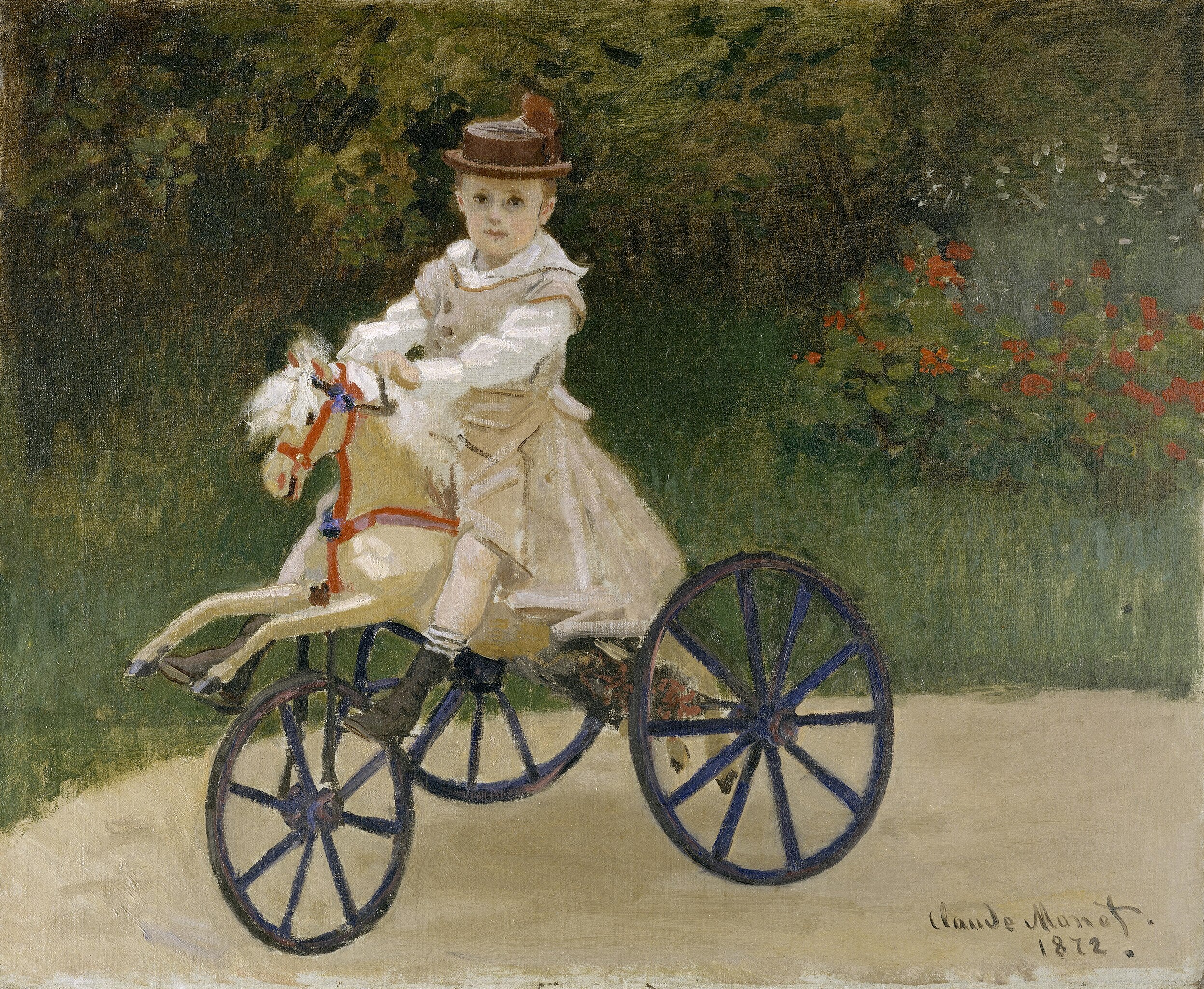 Jean Monet (1867-1913) på sin hobbyhäst - Claude Monet