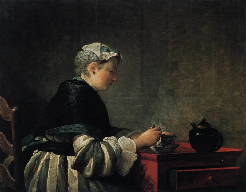 En dam som dricker te - Jean Siméon Chardin