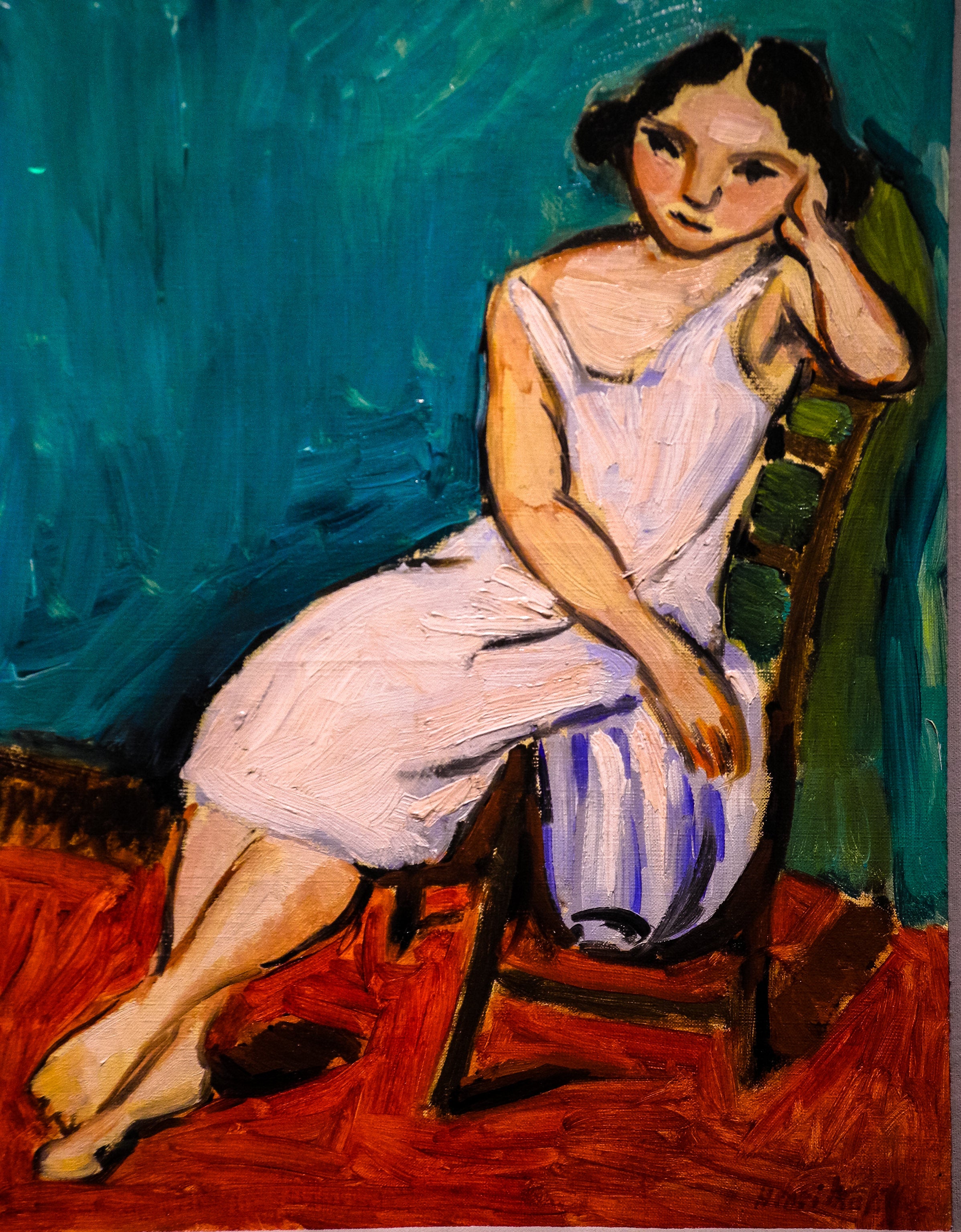 Reproduction du tableau « Jeune Fille assise - Henri Matisse » par Alpha Reproduction en peinture à l’huile
