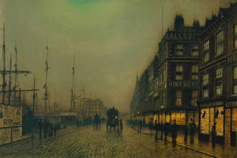 Liverpool Quay i månsken - John Atkinson Grimshaw