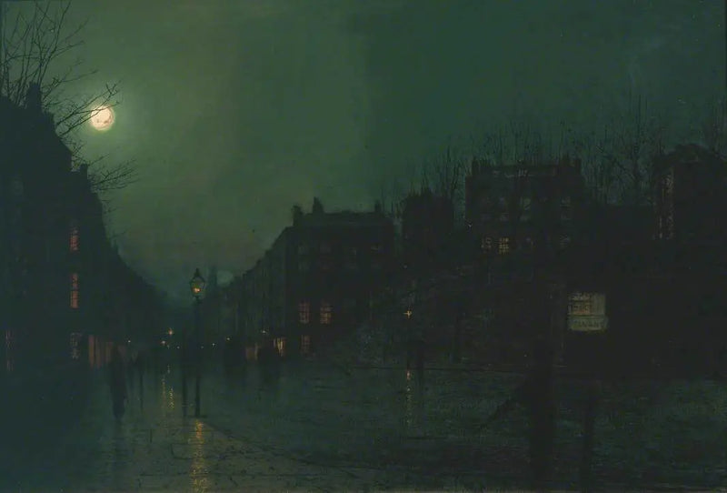 Vy över Heath Street på natten - John Atkinson Grimshaw