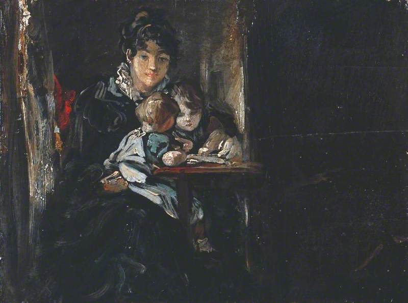 Maria Constable avec deux de ses enfants. Verso : Copie d'après Teniers - John Constable
