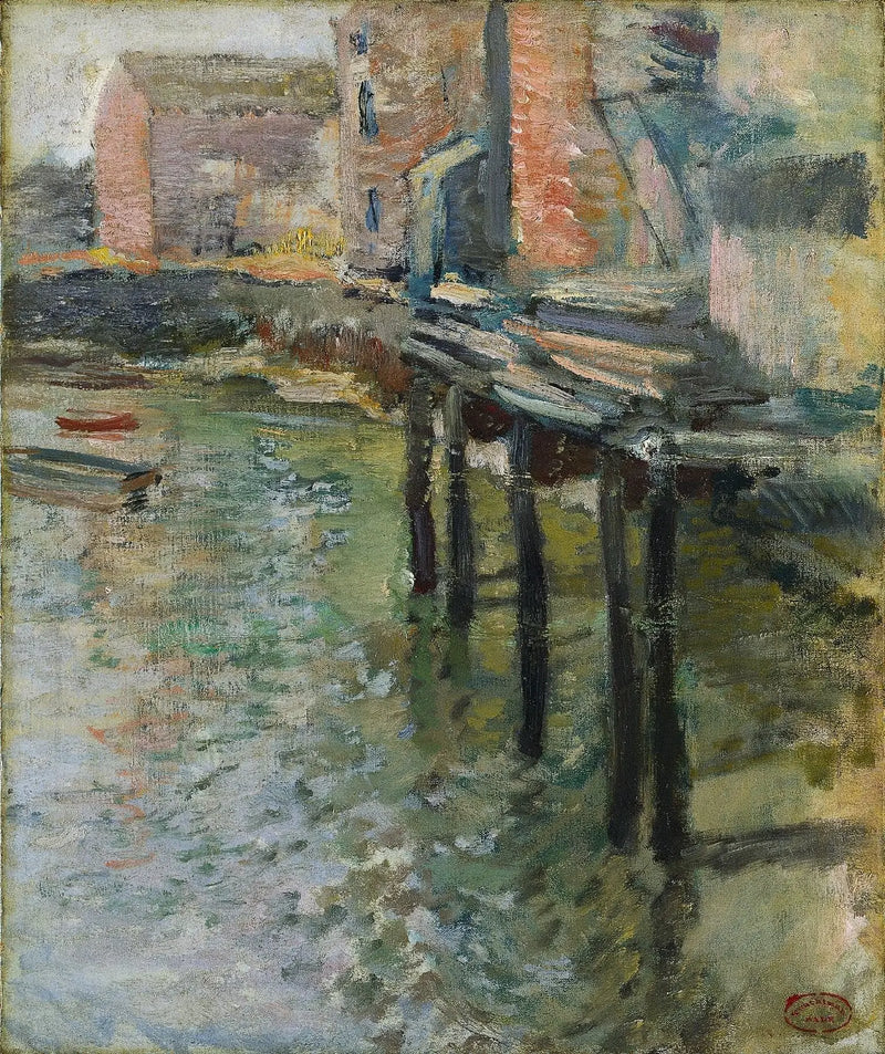 Öde kaj (Den gamla kvarnen i Cos Cob) - John Henry Twachtman