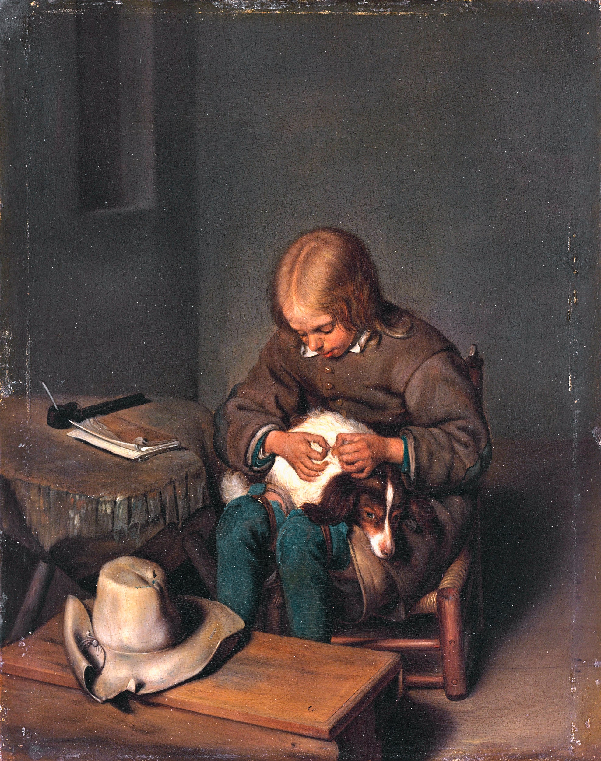 Garçon fuyant un chien - Gerard ter Borch