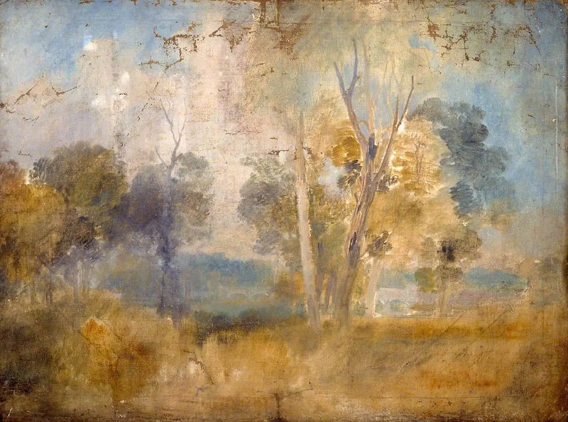 Themsen skymtade mellan träd, möjligen vid Kew Bridge - J. M. W. Turner