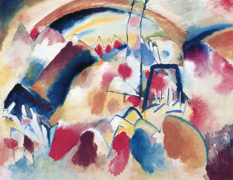 Landskap med röda fläckar - Vassily Kandinsky