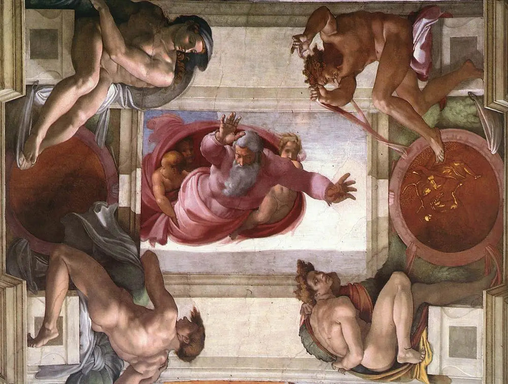 Reproduction du tableau « La Séparation des terres et des eaux - Michel-Ange » par Alpha Reproduction en peinture à l’huile
