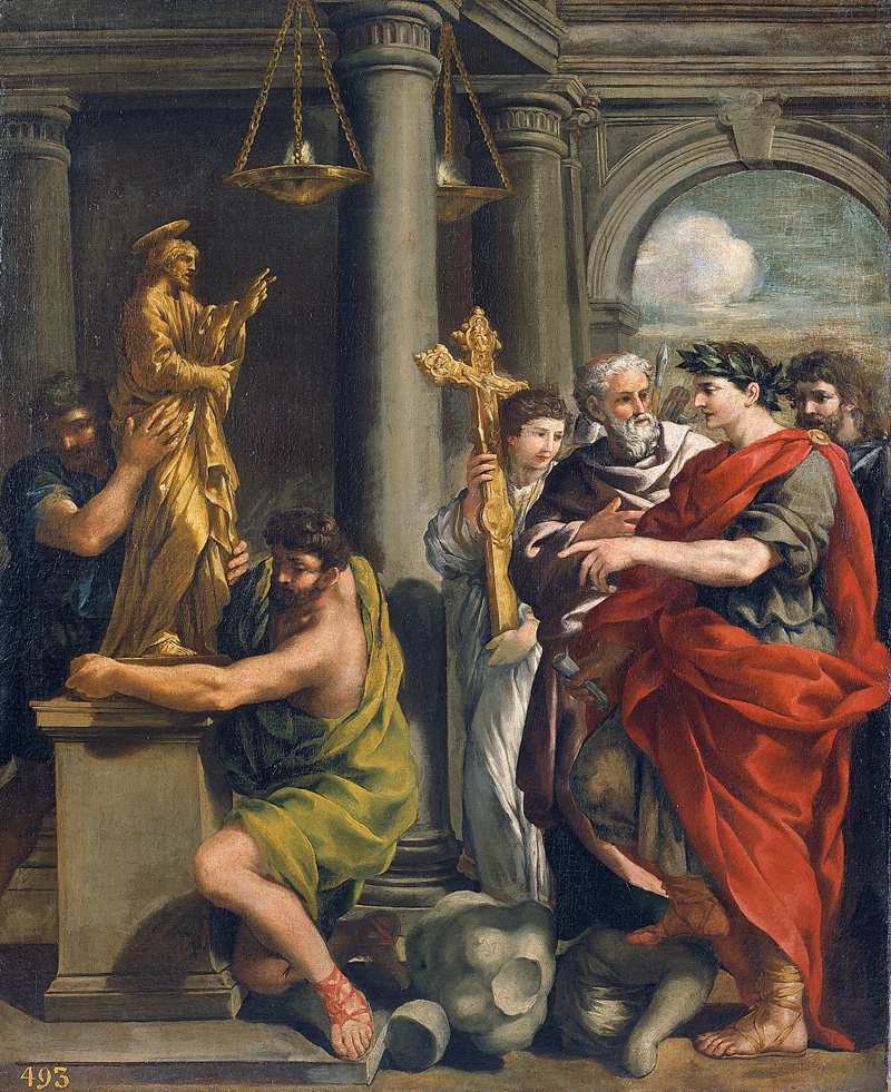 Constantin beordrar förstöringen av hedniska avgudar - Pietro da Cortona