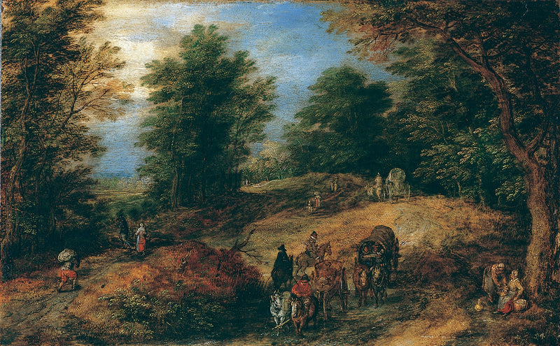Paysage avec des voyageurs sur un chemin forestier - Jan Brueghel l'Ancien