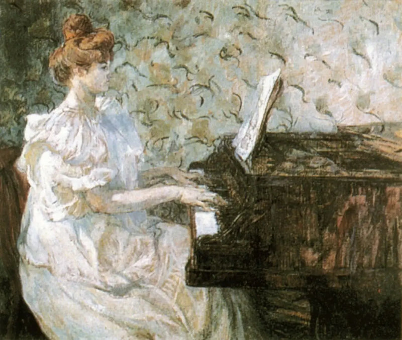 Madame Misia Natanson vid pianot - Henri de Toulouse-Lautrec