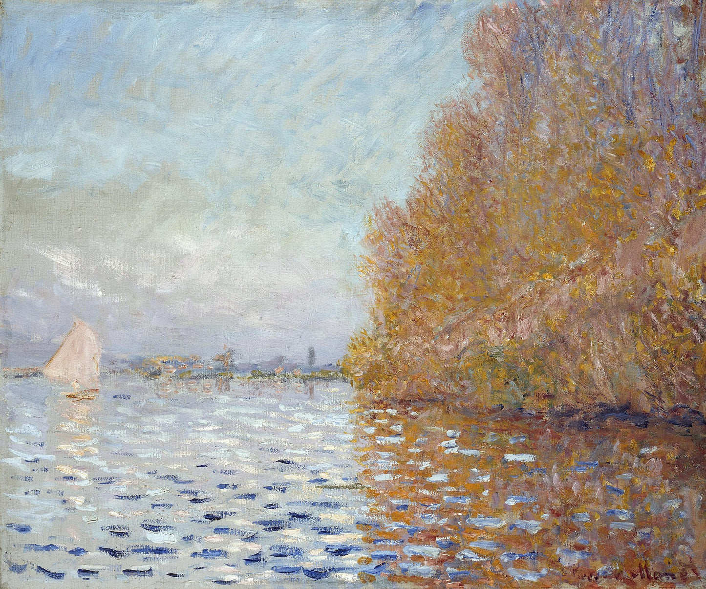 ⛵ Bassängen i Argenteuil med en segelbåt – Claude Monet (cirka 1874)