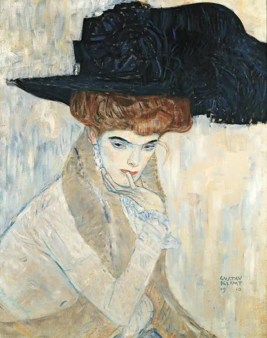 🎩✨ Den svarta fjäderhatten – Gustav Klimt (1910)