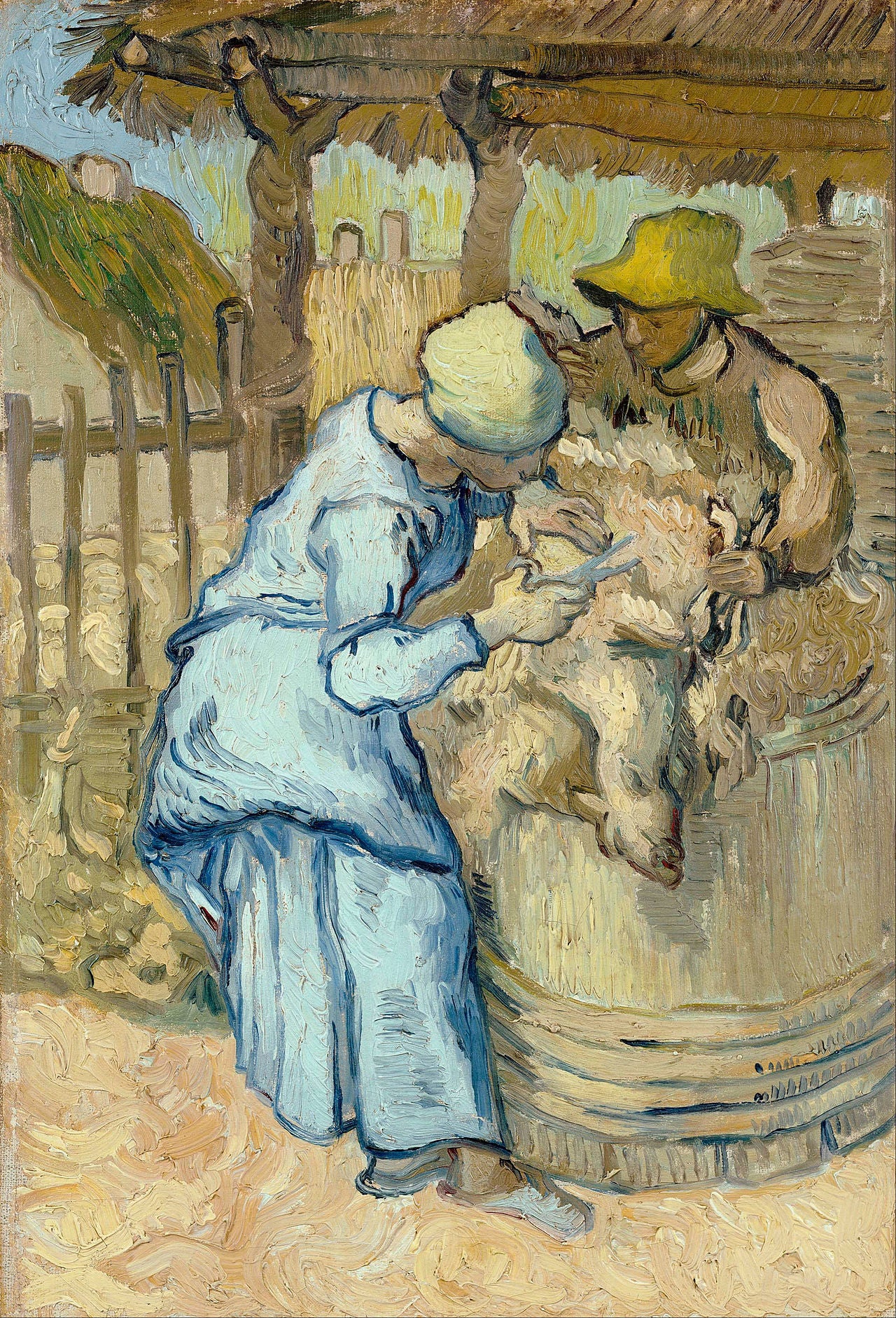 Reproduction du tableau « Le Tondeur de Moutons (d'après Millet) - Vincent van Gogh » par Alpha Reproduction en peinture à l’huile