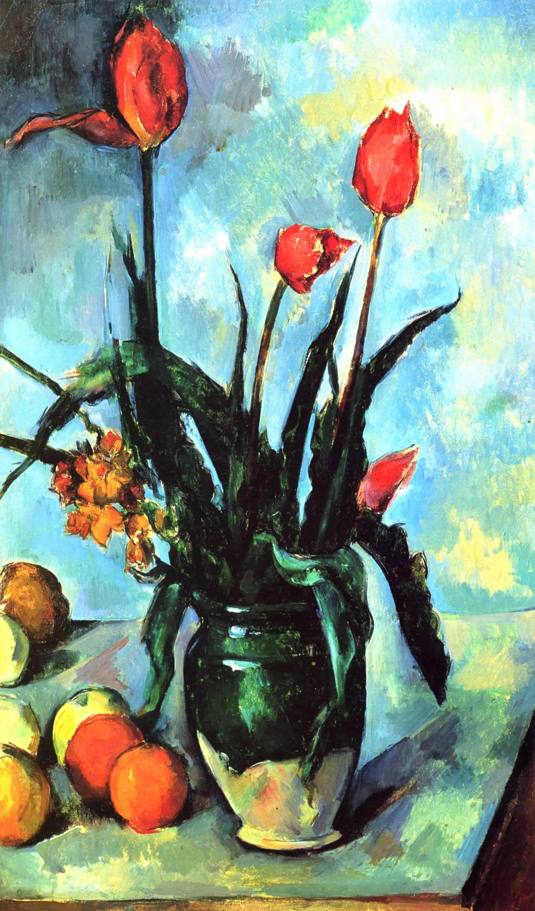 Reproduction du tableau « Le Vase de tulipes - Paul Cézanne » par Alpha Reproduction en peinture à l’huile
