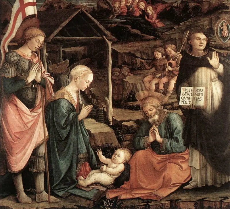 Barnets tillbedjan med Saint Vincent Ferrier och Saint George - Fra Filippo Lippi