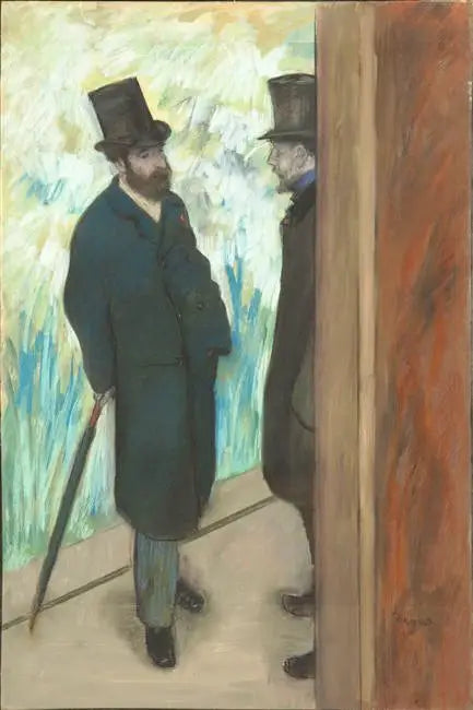 Ludovic Halévy och Albert Boulanger-Cavé bakom kulisserna på Operan - Edgar Degas