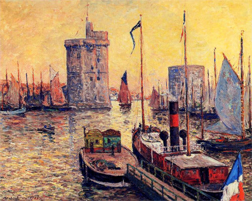 La Rochelle hamn vid skymningen - Maxime Maufra