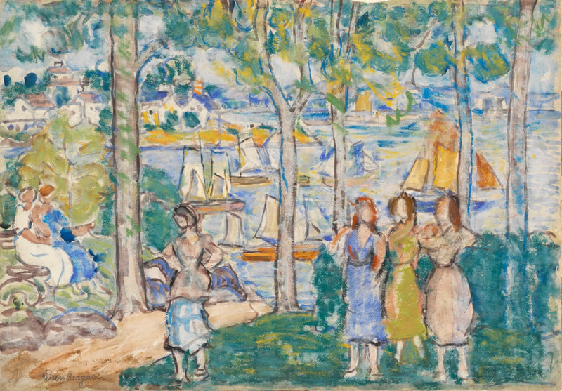 Träd, hus, människor - Maurice Prendergast