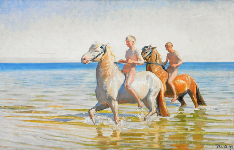Des garçons vont à l'abreuvoir à cheval. Skagen, 1900 - Michael Peter Ancher