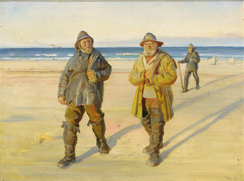 Des pêcheurs revenant de la plage nord de Skagen. - Michael Peter Ancher