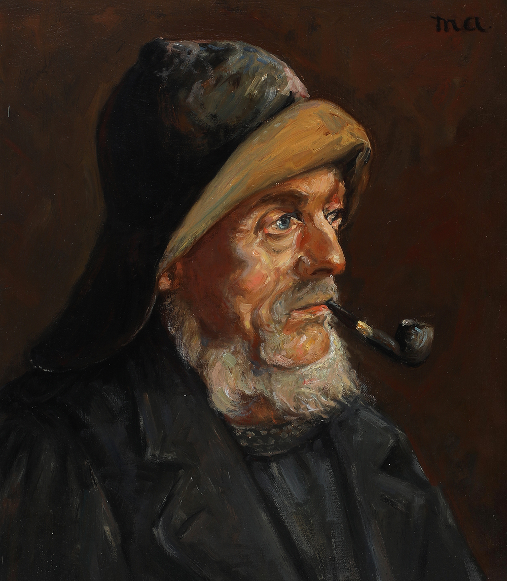 Portrait d’un pêcheur. 35 x 31 cm. - Michael Peter Ancher - Alpha Reproduction
