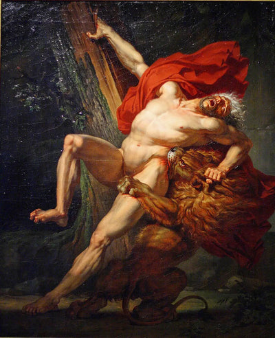 Milon de Crotone voulant essayer sa force est surpris et dévoré par un lion - Charles Meynier - Alpha Reproduction