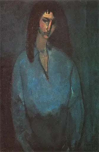 Porträtt av ung flicka i blå blus - Amedeo Modigliani