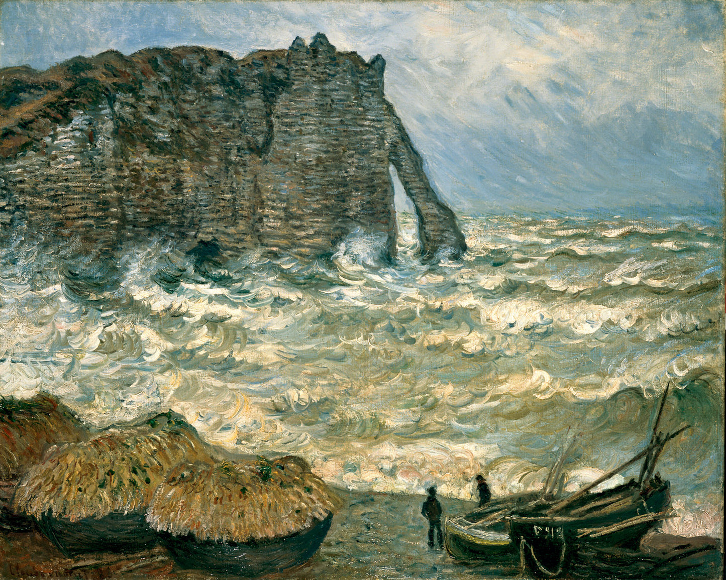 🎨 Klipporna vid Étretat i stormigt hav – Claude Monet, 1883