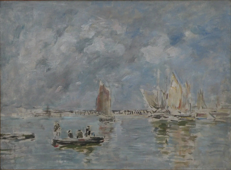 Båtar och Brygga - Eugène Boudin