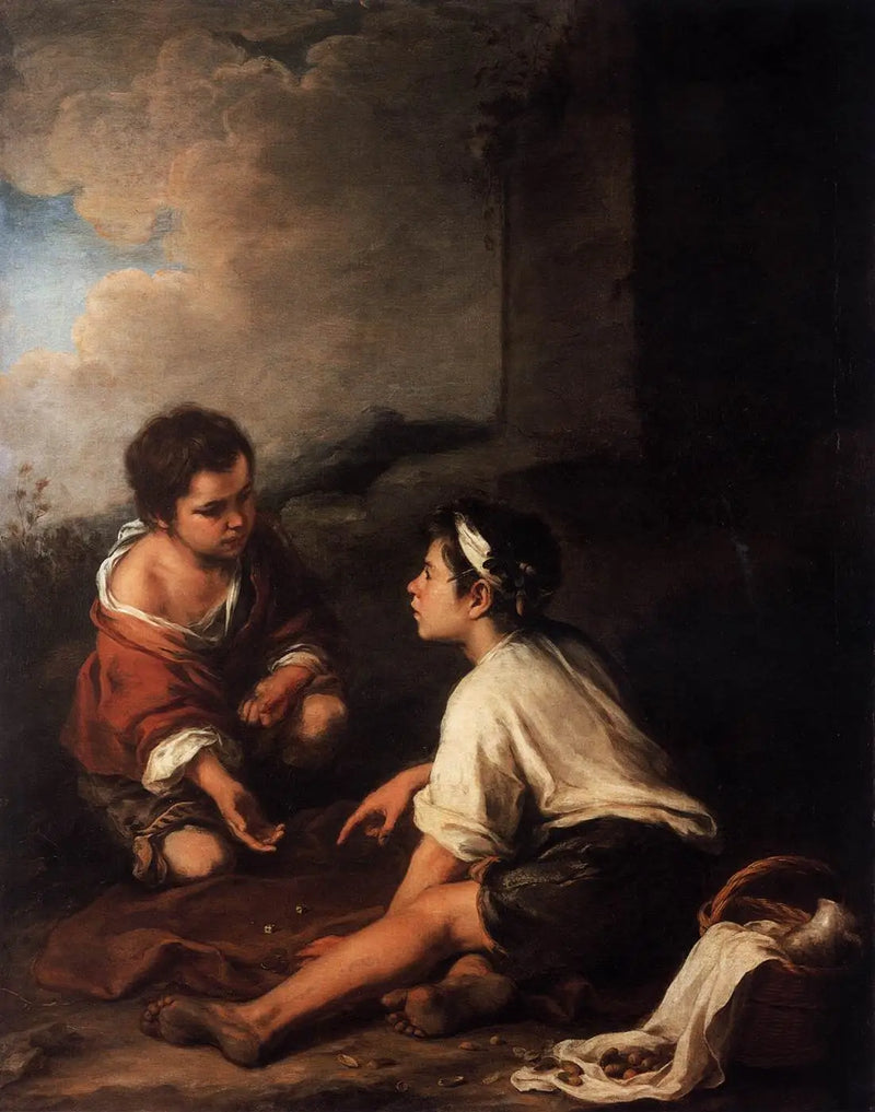 Två pojkar som spelar tärning - Bartolomé Esteban Murillo