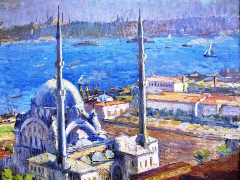 La Mosquée Nusretiye à Tophane — Nazmi Ziya Güran, 1928, huile sur toile
