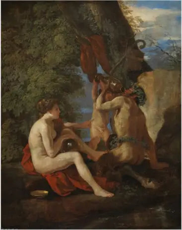 Nymf och Satyr - Nicolas Poussin