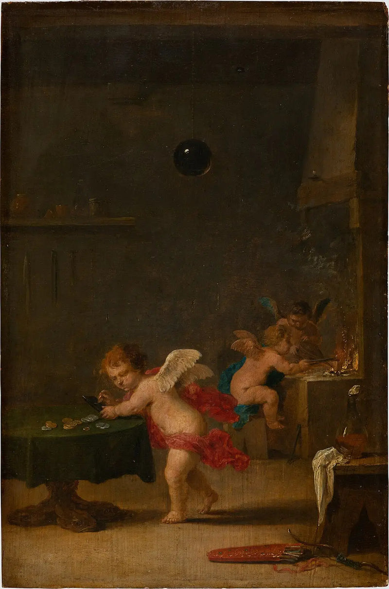 Amoretti i en alkemists verkstad - David Teniers den yngre