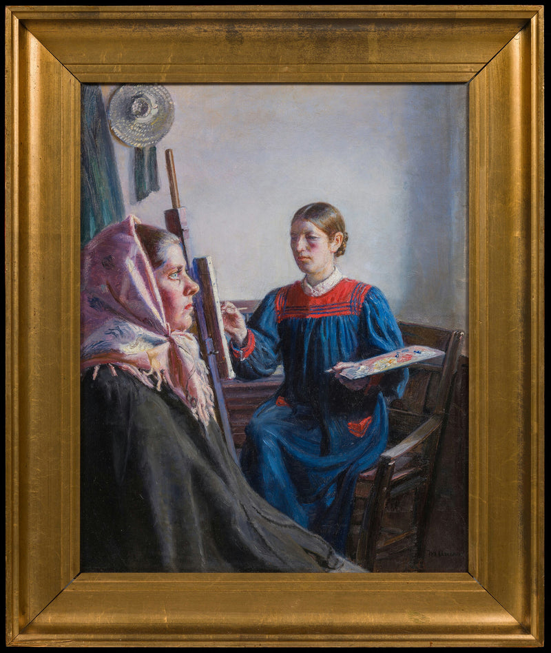 Anna Ancher peignant un modèle - Michael Peter Ancher