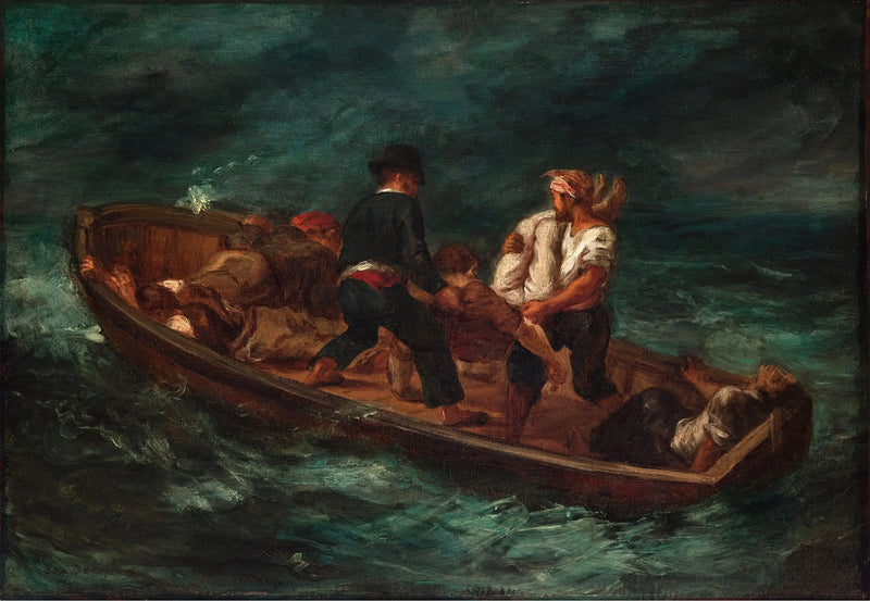 Efter skeppsbrottet (Don Juans båt - liket kastas i vattnet) - Eugène Delacroix