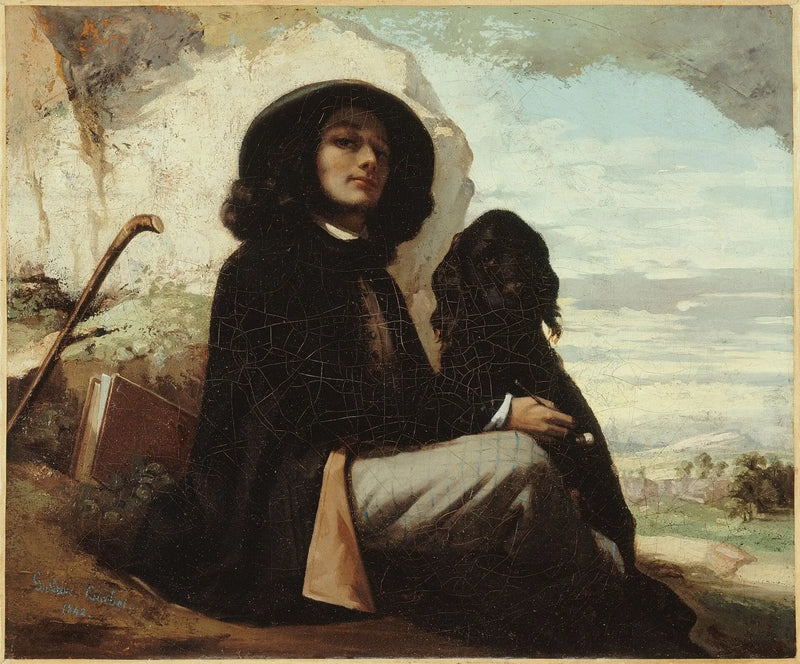 Självporträtt med svart hund - Gustave Courbet