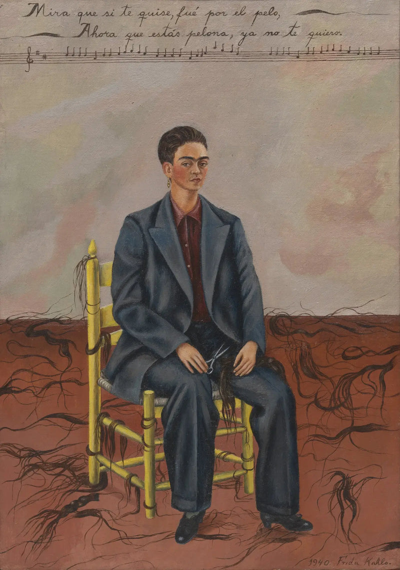 Självporträtt med kortklippt hår - Frida Kahlo