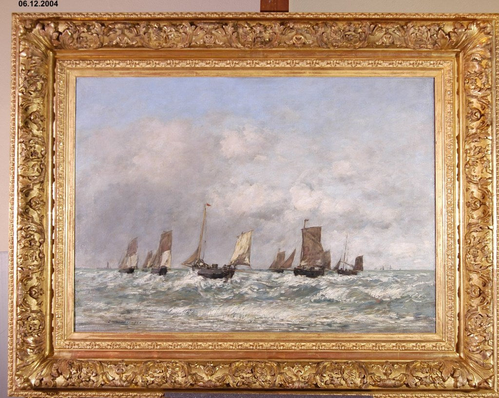 Berck: avfärden av båtar - Eugène Boudin