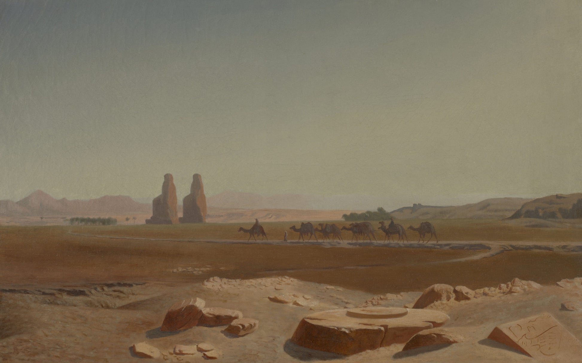 Karavan passerande nära Memnons kolosser. Thebe - Jean-Léon Gérôme